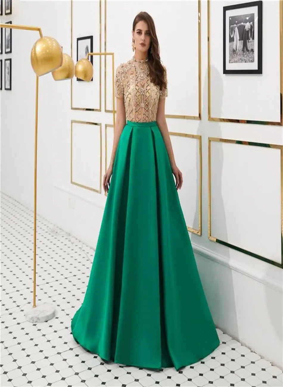 BELLE - Beaded Satin Prom Gown - Mscooco.co.uk