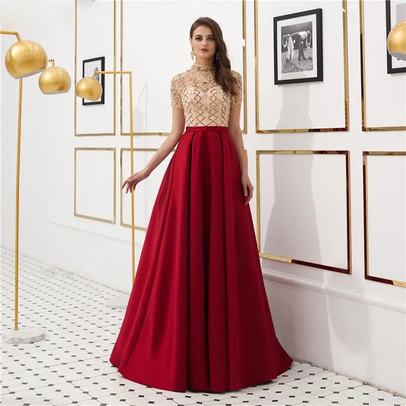 BELLE - Beaded Satin Prom Gown - Mscooco.co.uk