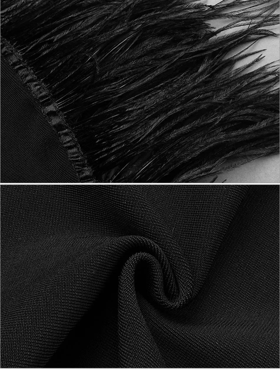 Black Feathers Bandage Dress - Mscooco.co.uk