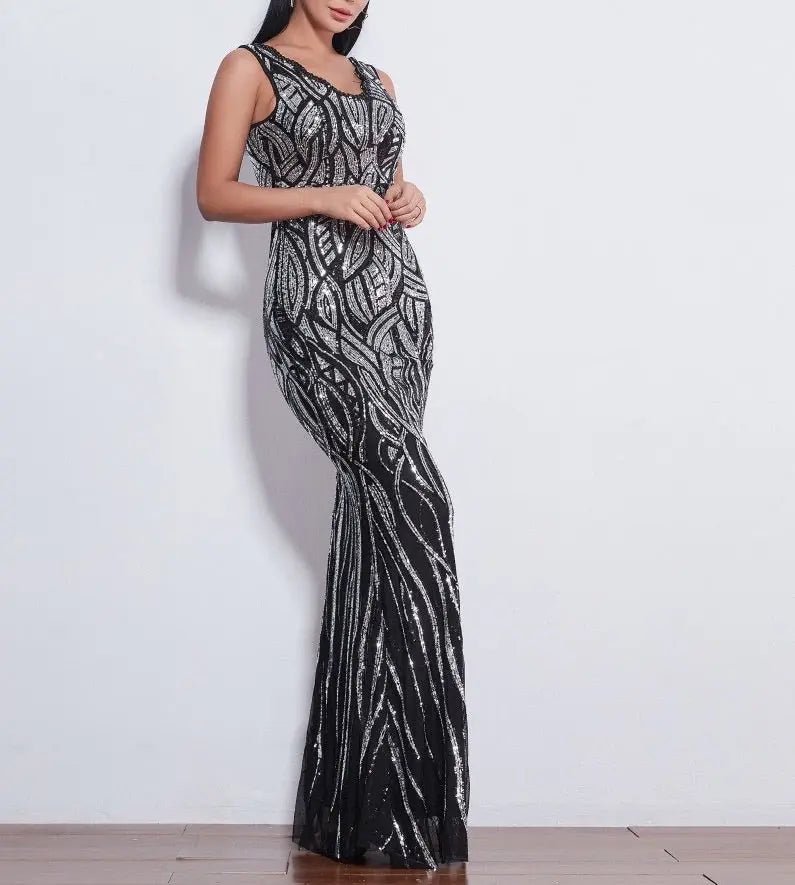 Caily Sleeveless Sequins Evening dress - Mscooco.co.uk