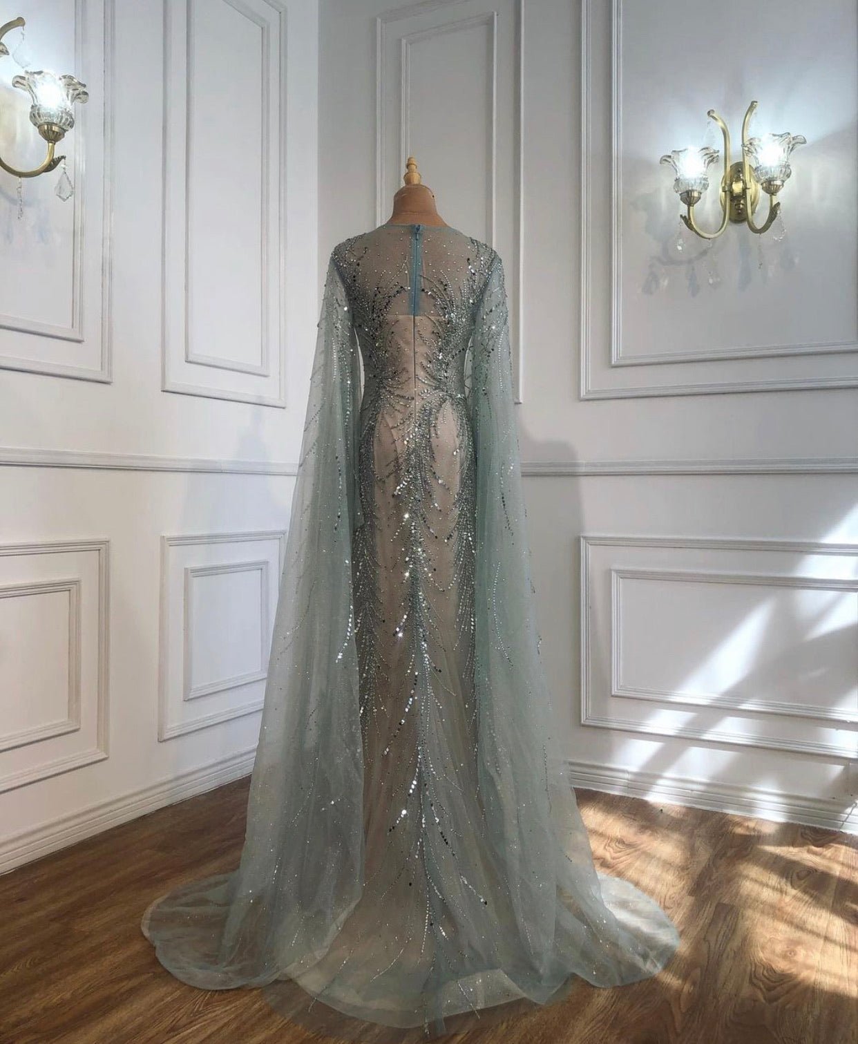 Calla Elegant Beading Embelished With Caps Sleeves - Mscooco.co.uk