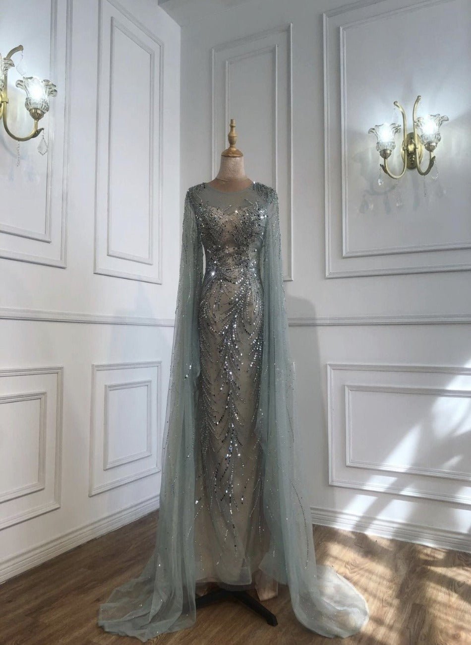 Calla Elegant Beading Embelished With Caps Sleeves - Mscooco.co.uk