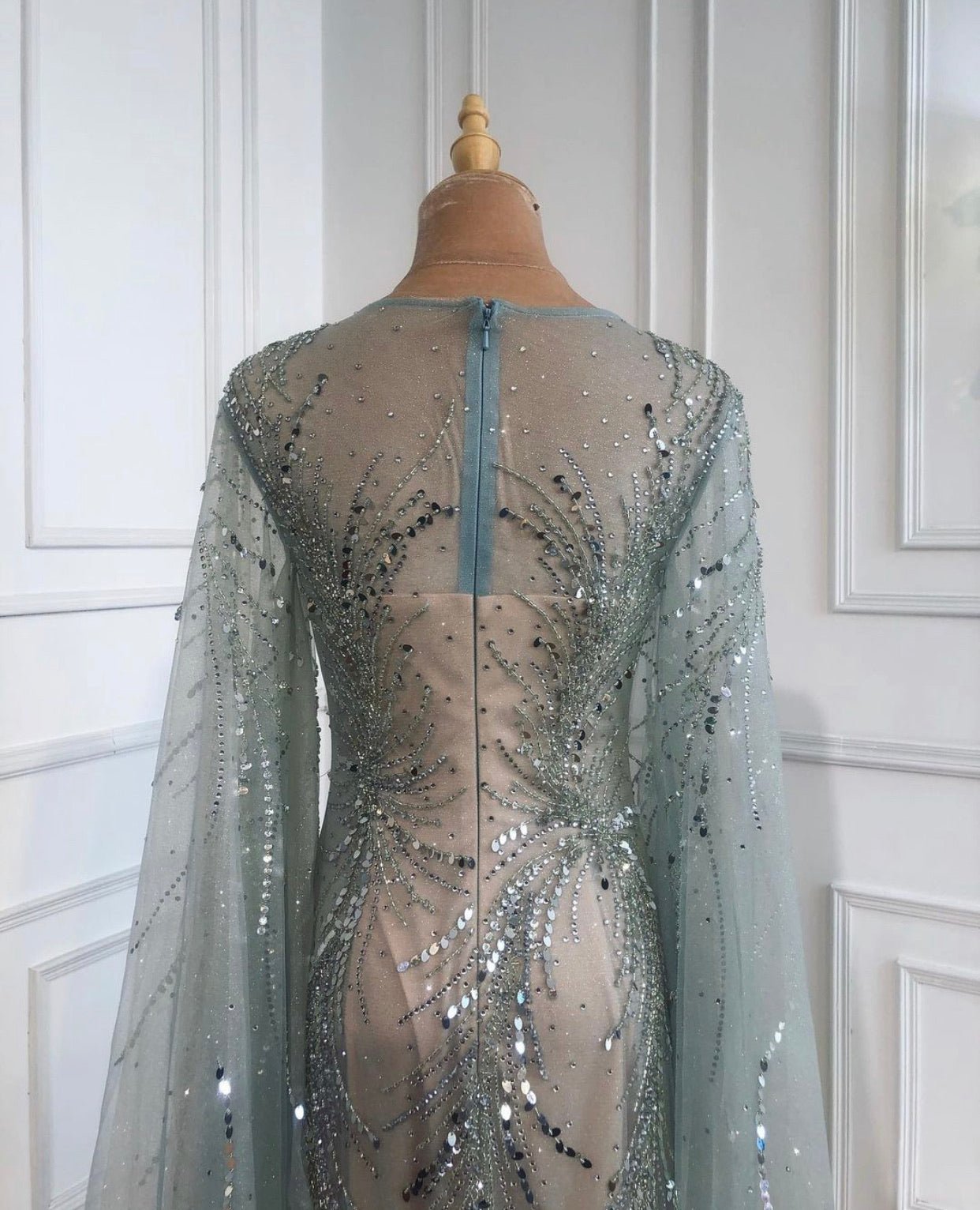 Calla Elegant Beading Embelished With Caps Sleeves - Mscooco.co.uk