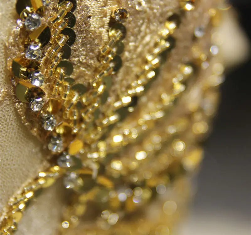 Chloe Gold Beading Sequined Wedding Gown - Mscooco.co.uk