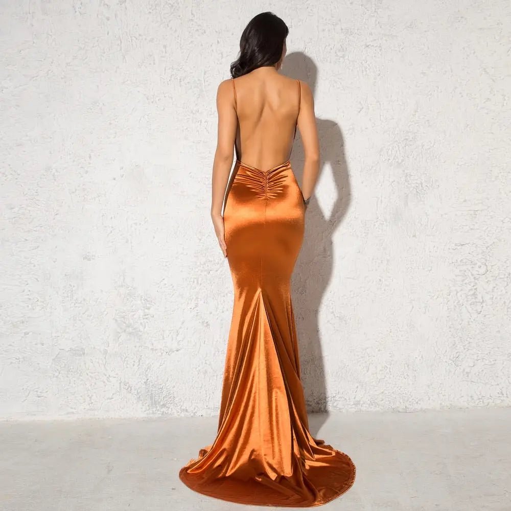 Cut Out Sling Mermaid Satin Dress - Mscooco.co.uk