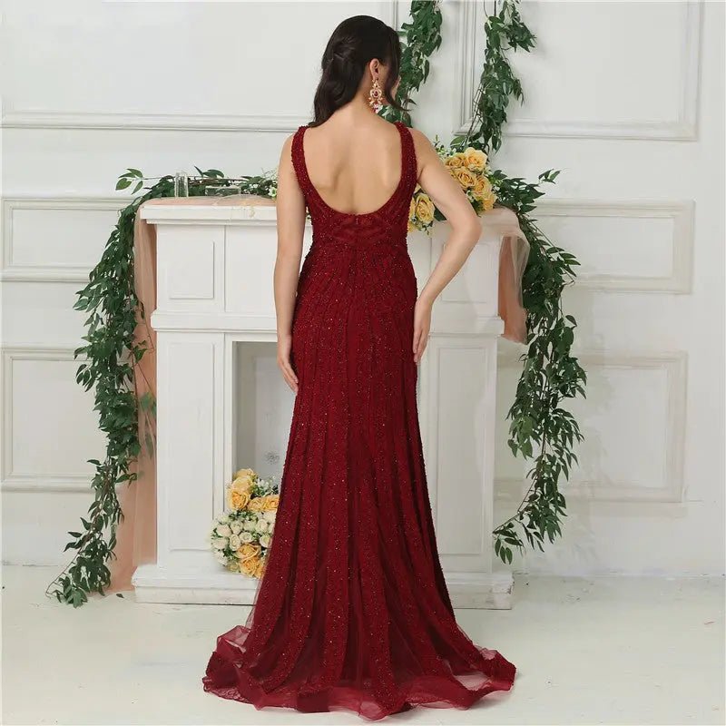 Darcy Beading Sequined Lace Evening Gown - Mscooco.co.uk