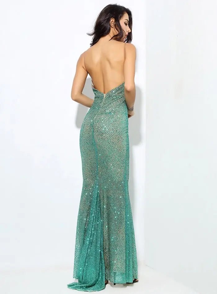 Deep V Neck Exposed Bead Maxi Dress - Mscooco.co.uk