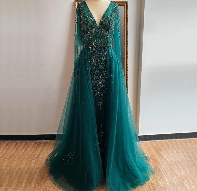 Diamond Beading With Train Evening Dress - Mscooco.co.uk