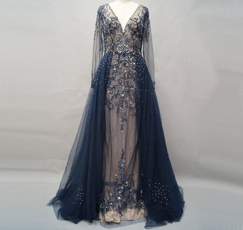 Diamond Beading With Train Evening Dress - Mscooco.co.uk