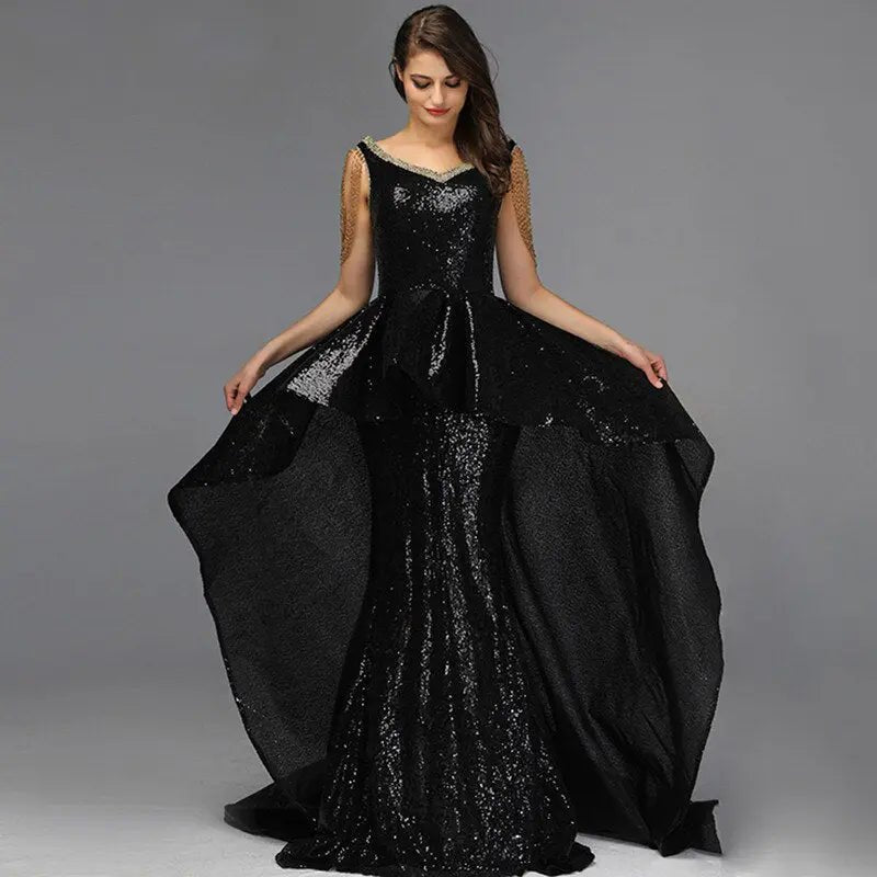 Dominique Off Shoulder Tassel Evening Dress - Mscooco.co.uk