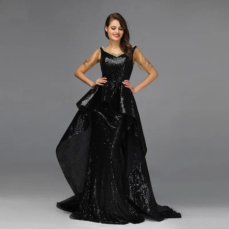 Dominique Off Shoulder Tassel Evening Dress - Mscooco.co.uk