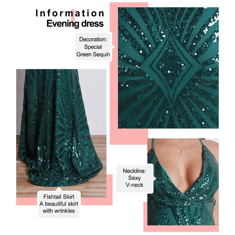 Elegant Backless Sequin Maxi Dress - Mscooco.co.uk