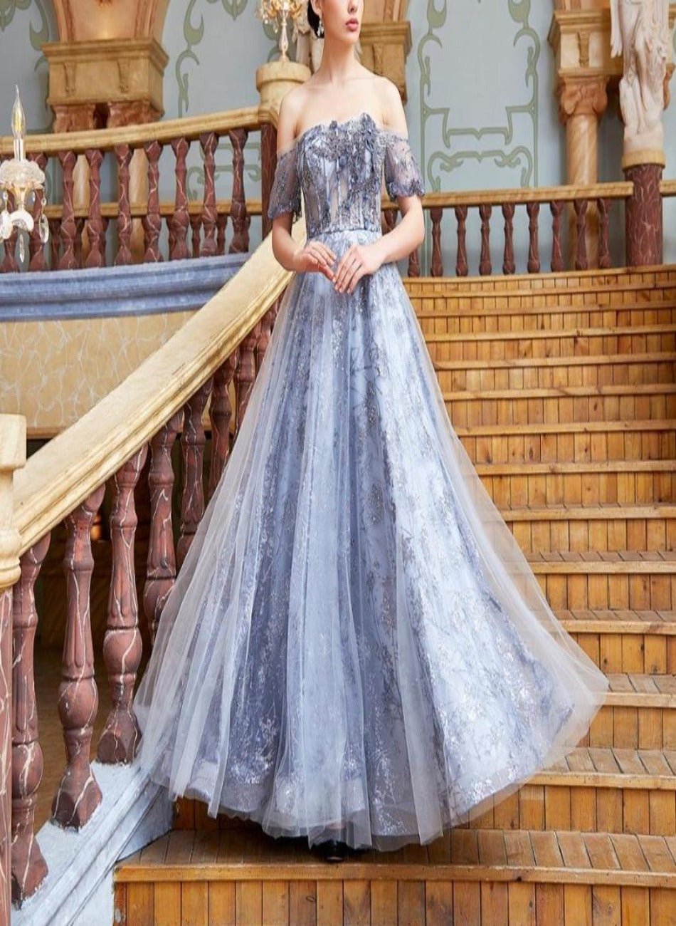 Elegant Shoulder Illusion Prom Dress - Mscooco.co.uk