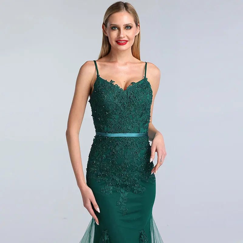 Eloise Sweetheart Lace Crystal Evening Dress - Mscooco.co.uk