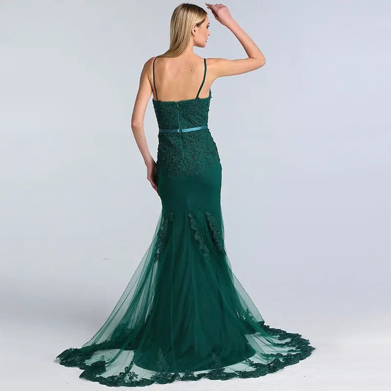 Eloise Sweetheart Lace Crystal Evening Dress - Mscooco.co.uk