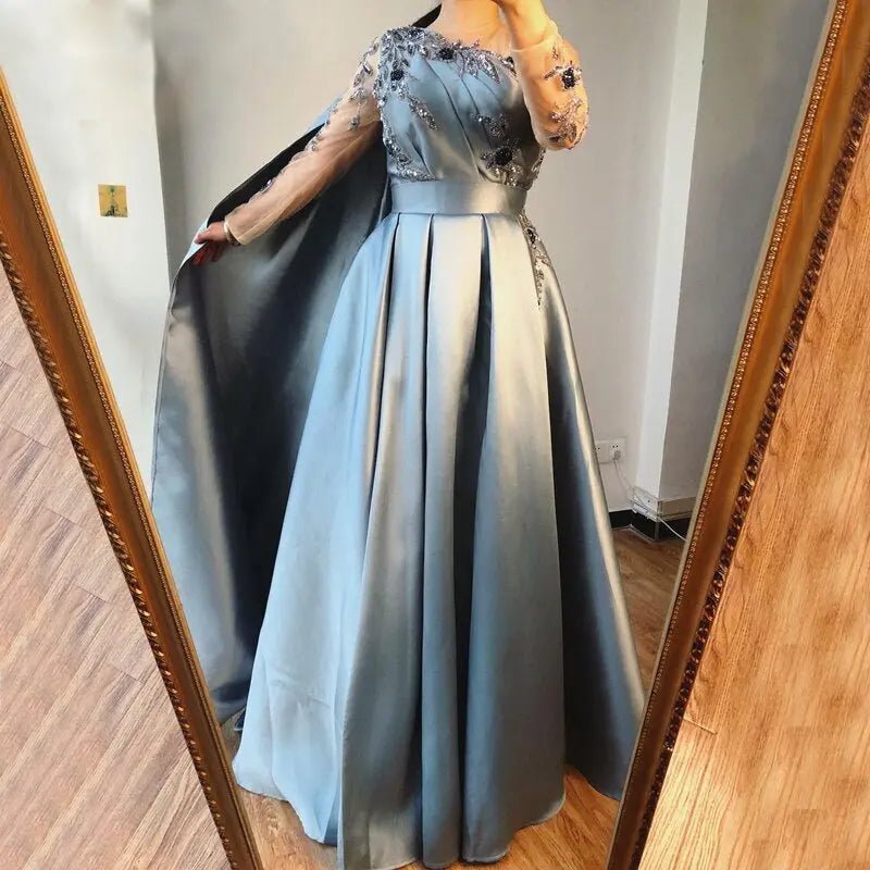 Emma Satin Beading Evening Dress - Mscooco.co.uk