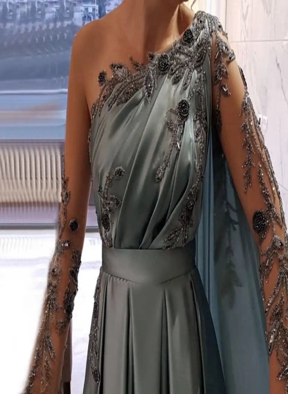 Emma Satin Beading Evening Dress - Mscooco.co.uk