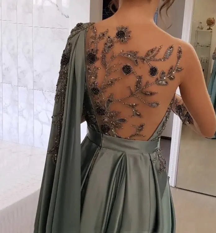 Emma Satin Beading Evening Dress - Mscooco.co.uk