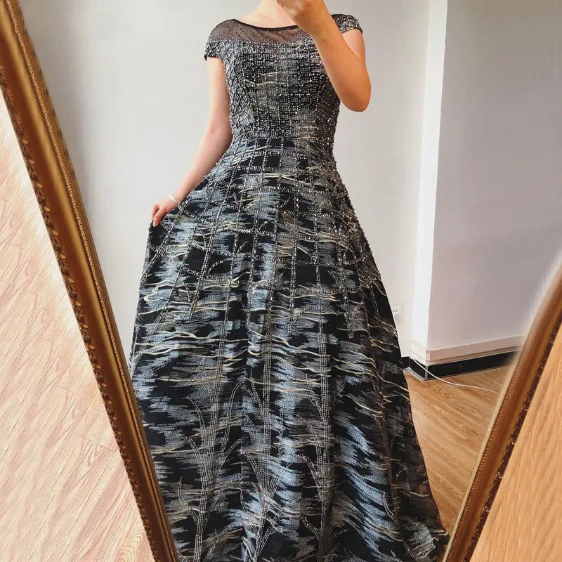 ESME A-Line Crystal Evening Dress - Mscooco.co.uk