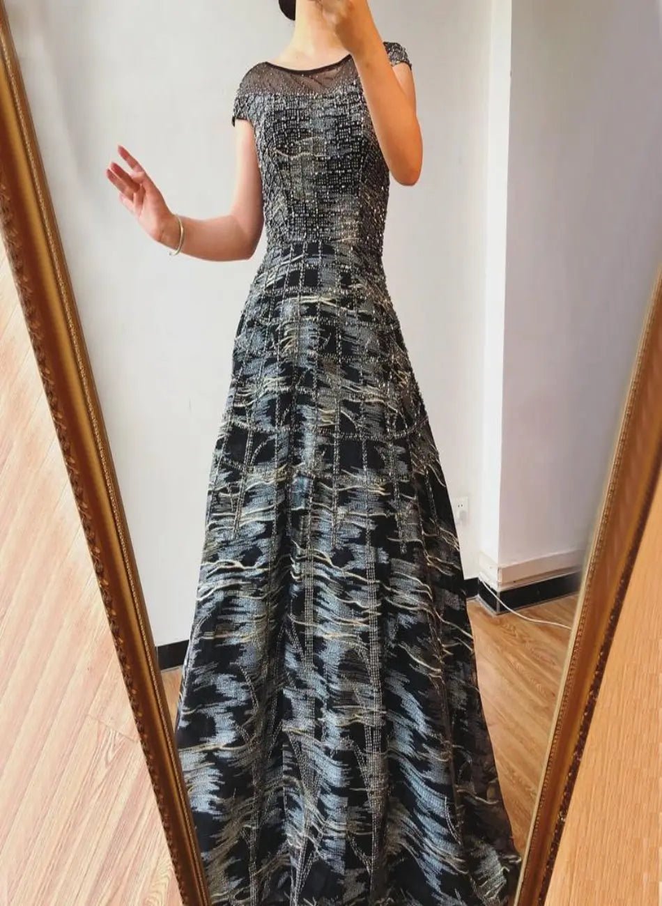 ESME A-Line Crystal Evening Dress - Mscooco.co.uk