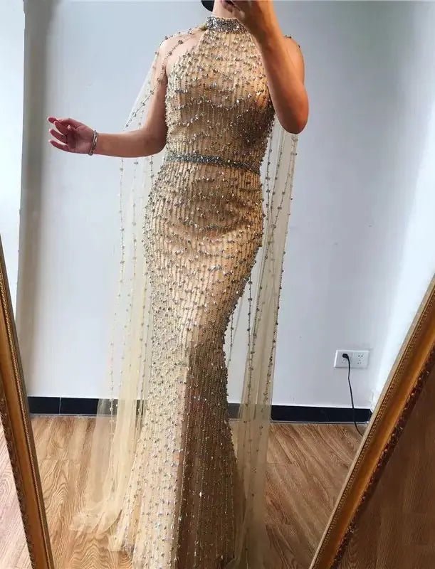 Esmée Beading Illusion Evening Dress - Mscooco.co.uk