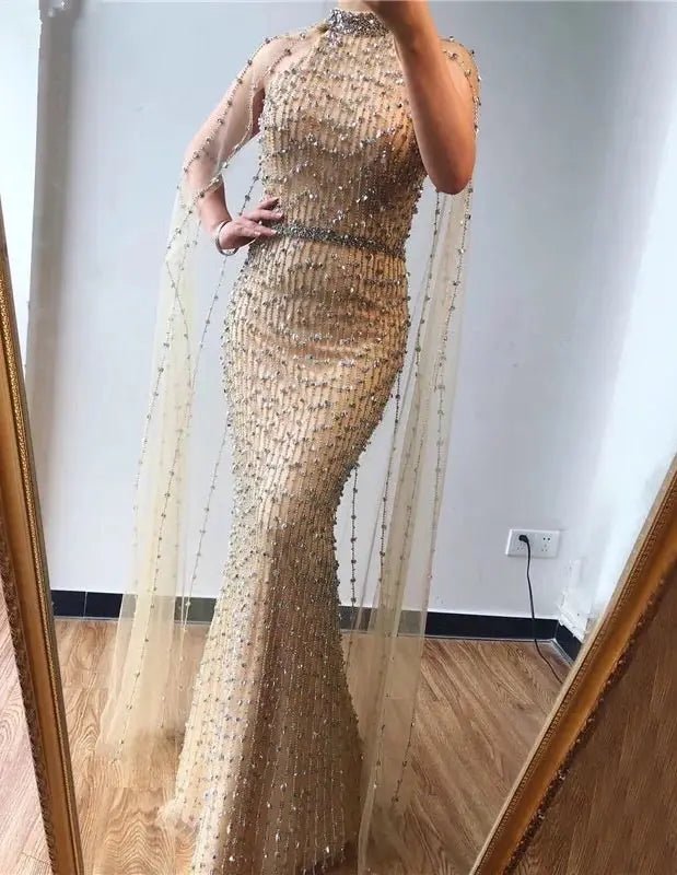 Esmée Beading Illusion Evening Dress - Mscooco.co.uk