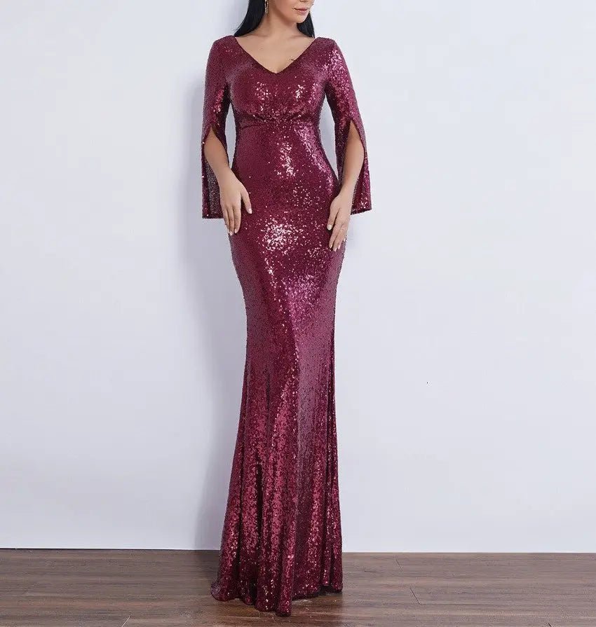 Farah Shinny Sequin Long Evening dress - Mscooco.co.uk