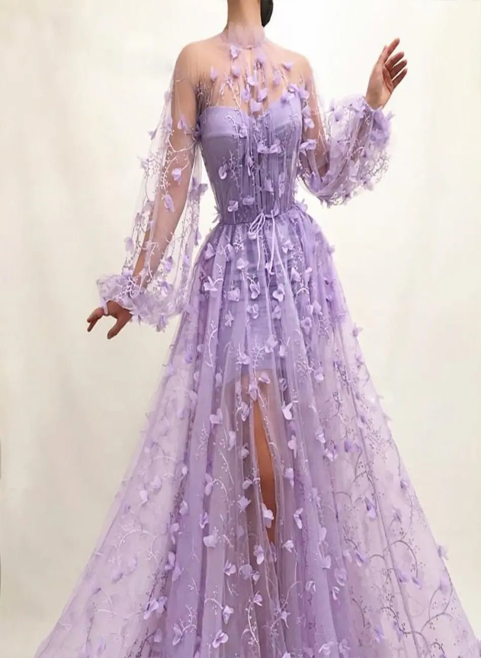 Fiesta Purple Lace Gown - Mscooco.co.uk