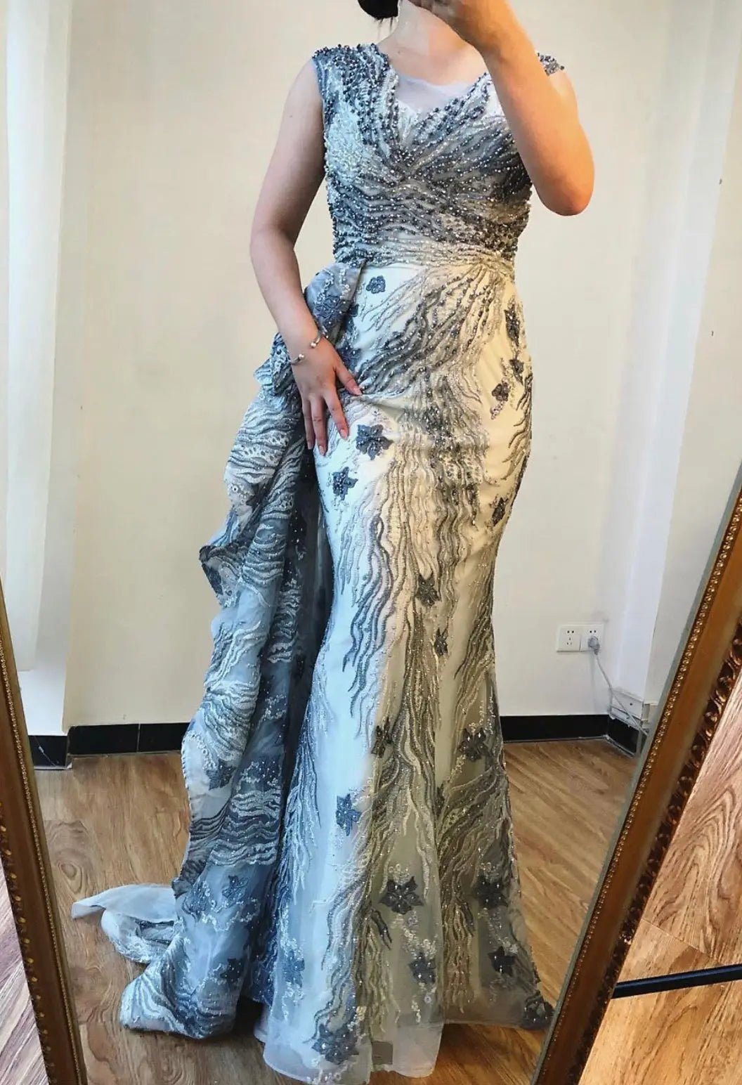 Fiona O-Neck Beading Lace Evening Dress - Mscooco.co.uk