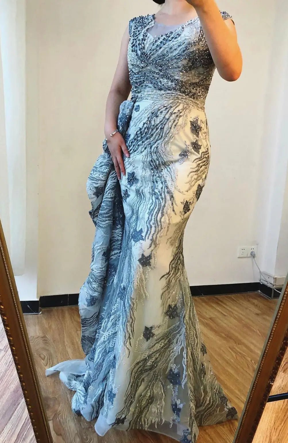 Fiona O-Neck Beading Lace Evening Dress - Mscooco.co.uk