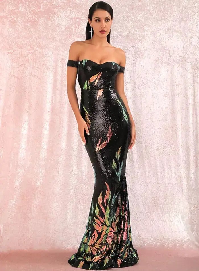 Fishtail Slimming sequins Maxi Dress - Mscooco.co.uk