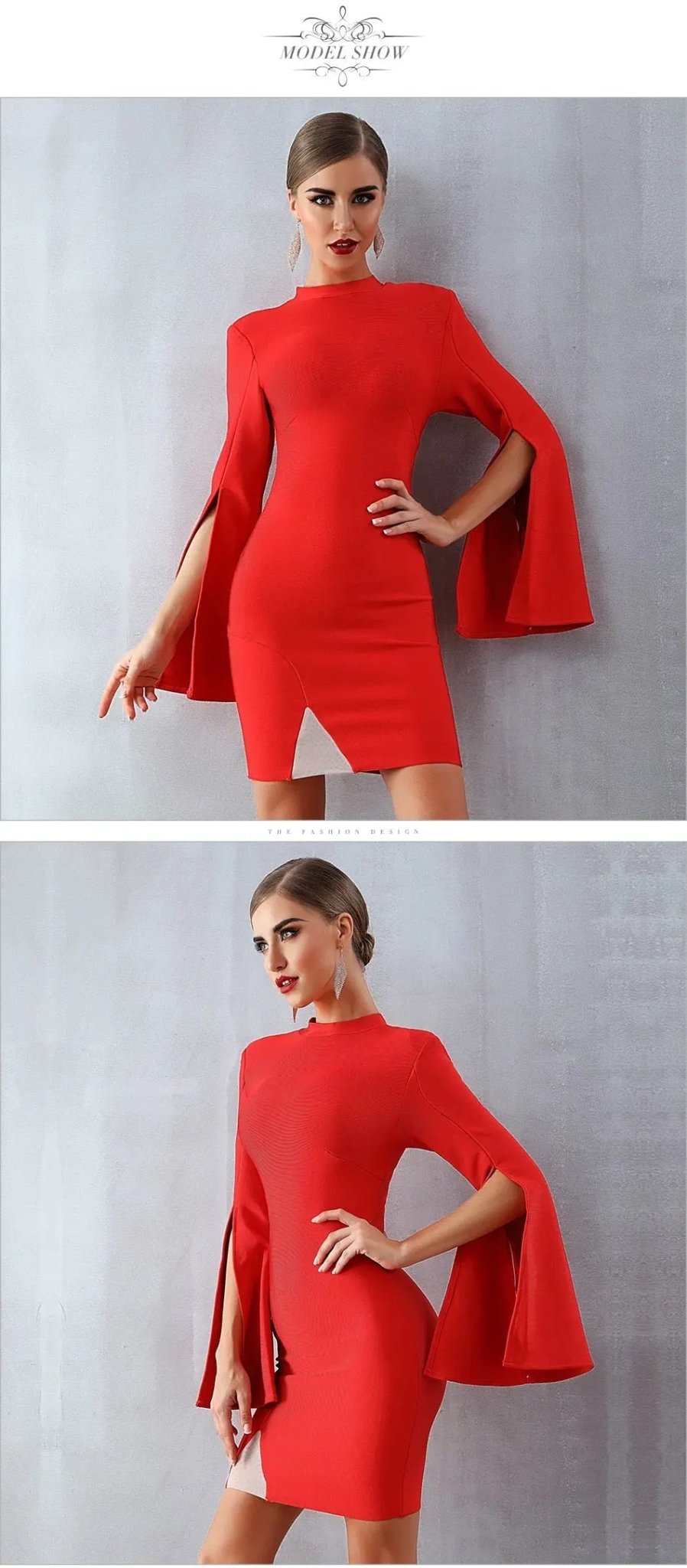 Flare Sleeve Elegant Celebrity Dress - Mscooco.co.uk