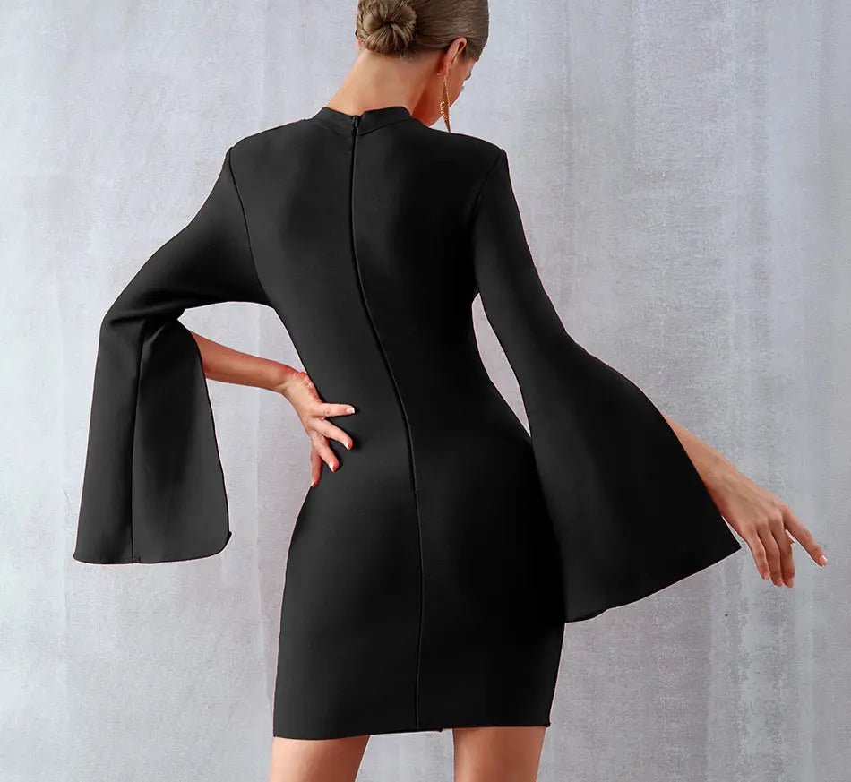 Flare Sleeve Elegant Celebrity Dress - Mscooco.co.uk