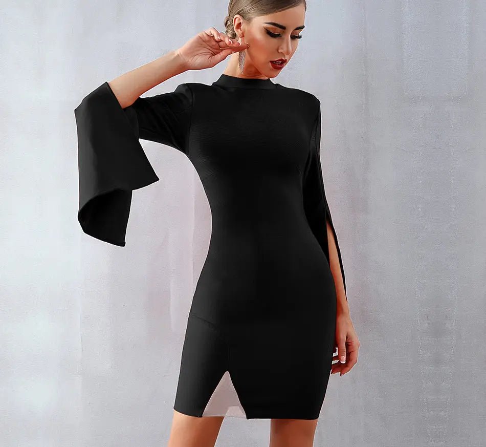 Flare Sleeve Elegant Celebrity Dress - Mscooco.co.uk