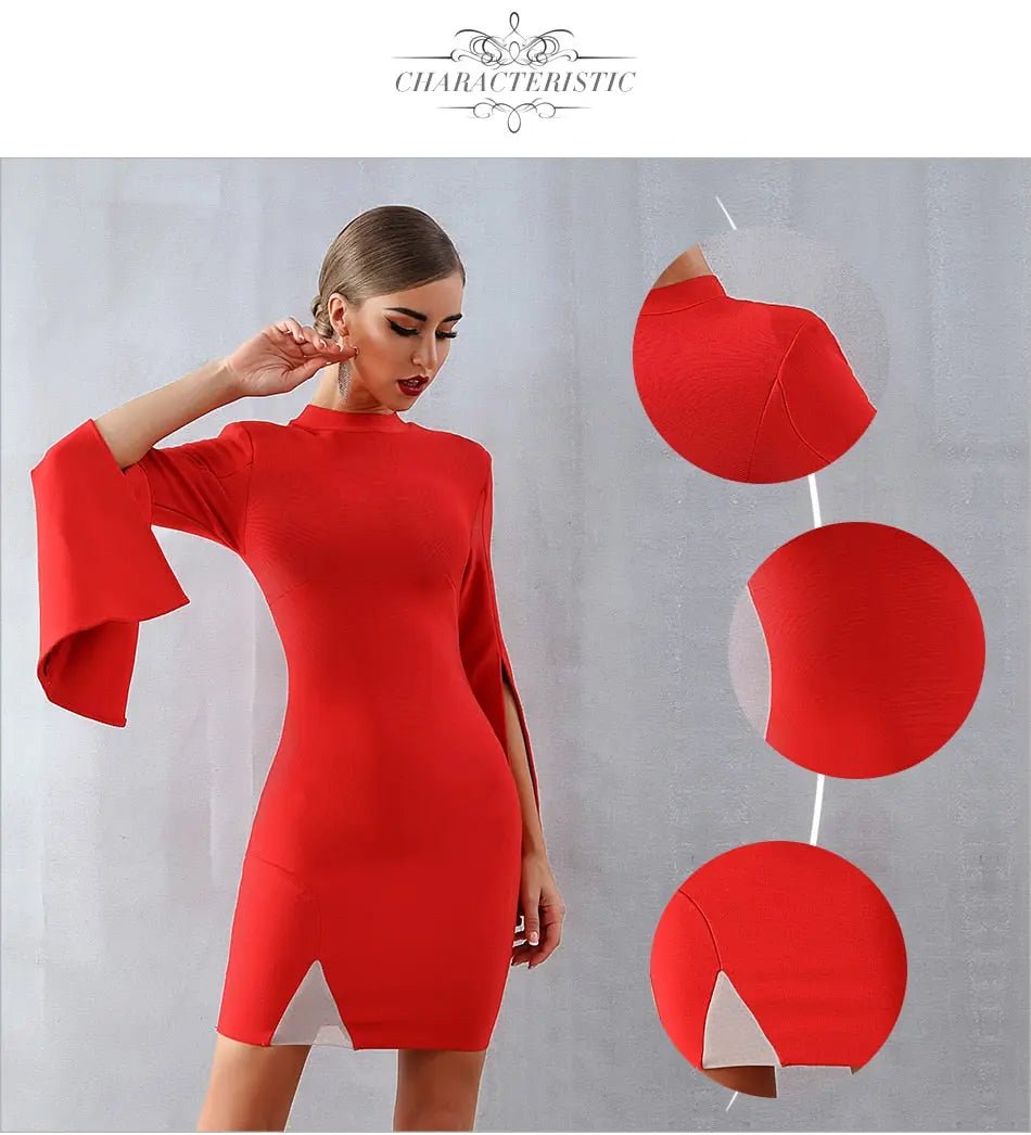 Flare Sleeve Elegant Celebrity Dress - Mscooco.co.uk