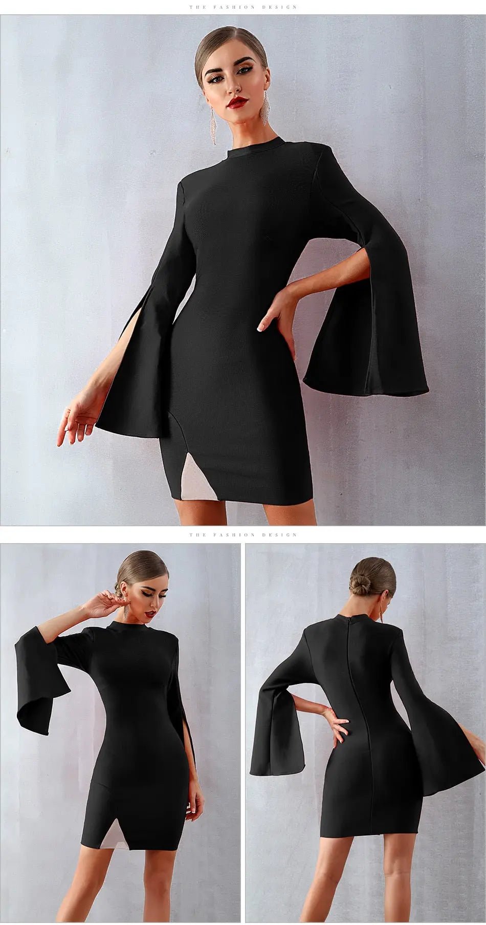 Flare Sleeve Elegant Celebrity Dress - Mscooco.co.uk
