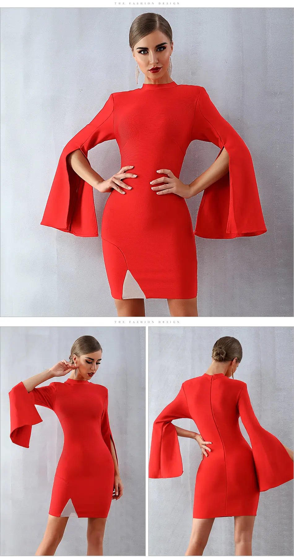 Flare Sleeve Elegant Celebrity Dress - Mscooco.co.uk