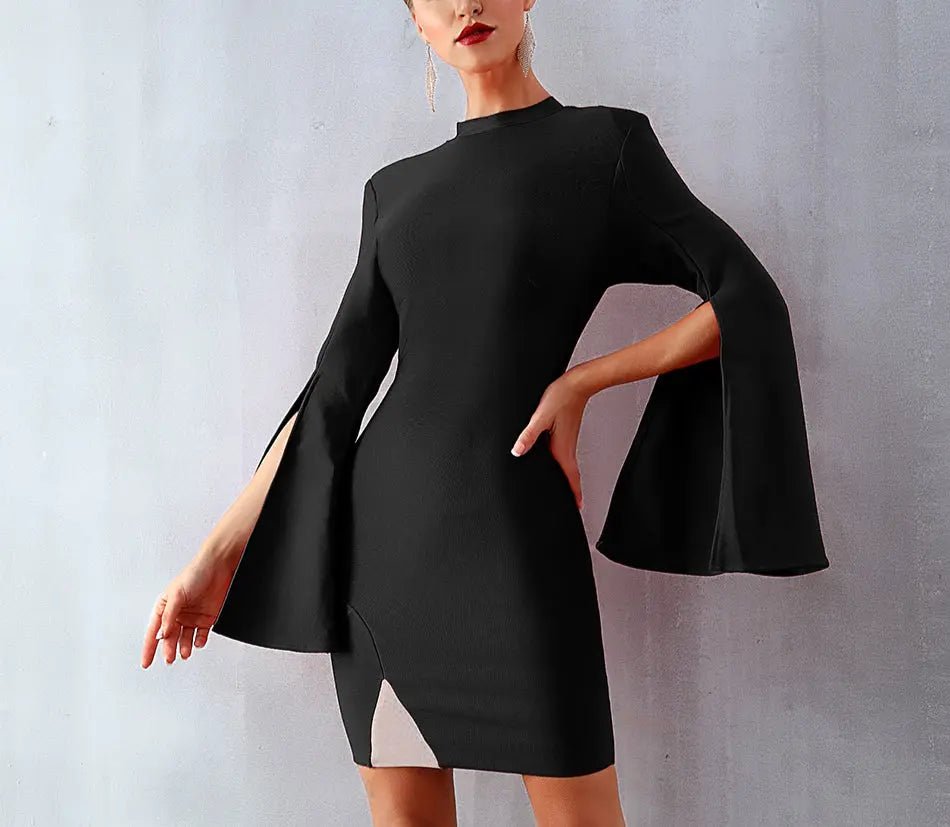 Flare Sleeve Elegant Celebrity Dress - Mscooco.co.uk