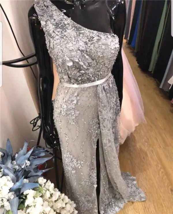 Flowers Pearls One-Shoulder Sexy Luxury Evening Gowns 2020 - Mscooco.co.uk
