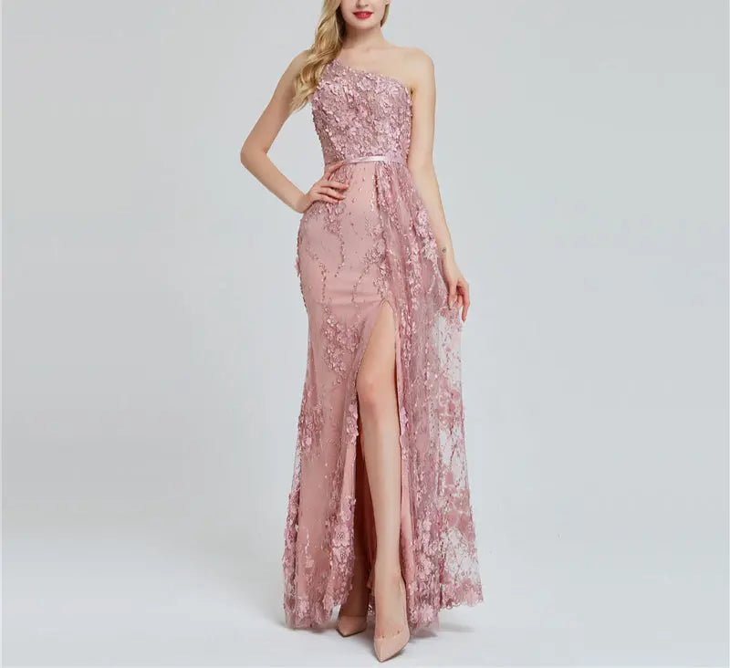 Flowers Pearls One-Shoulder Sexy Luxury Evening Gowns 2020 - Mscooco.co.uk