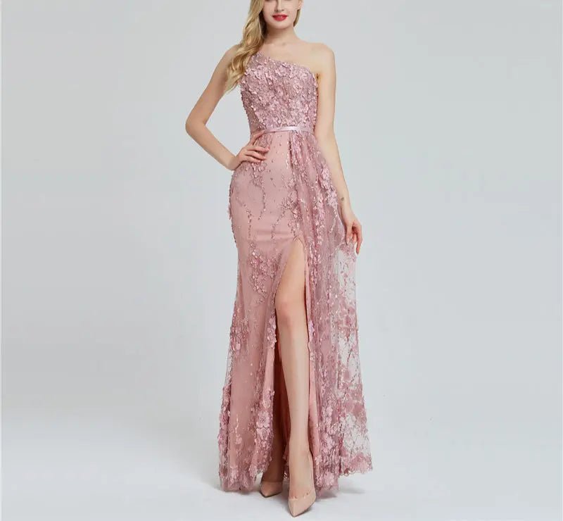 Flowers Pearls One-Shoulder Sexy Luxury Evening Gowns 2020 - Mscooco.co.uk