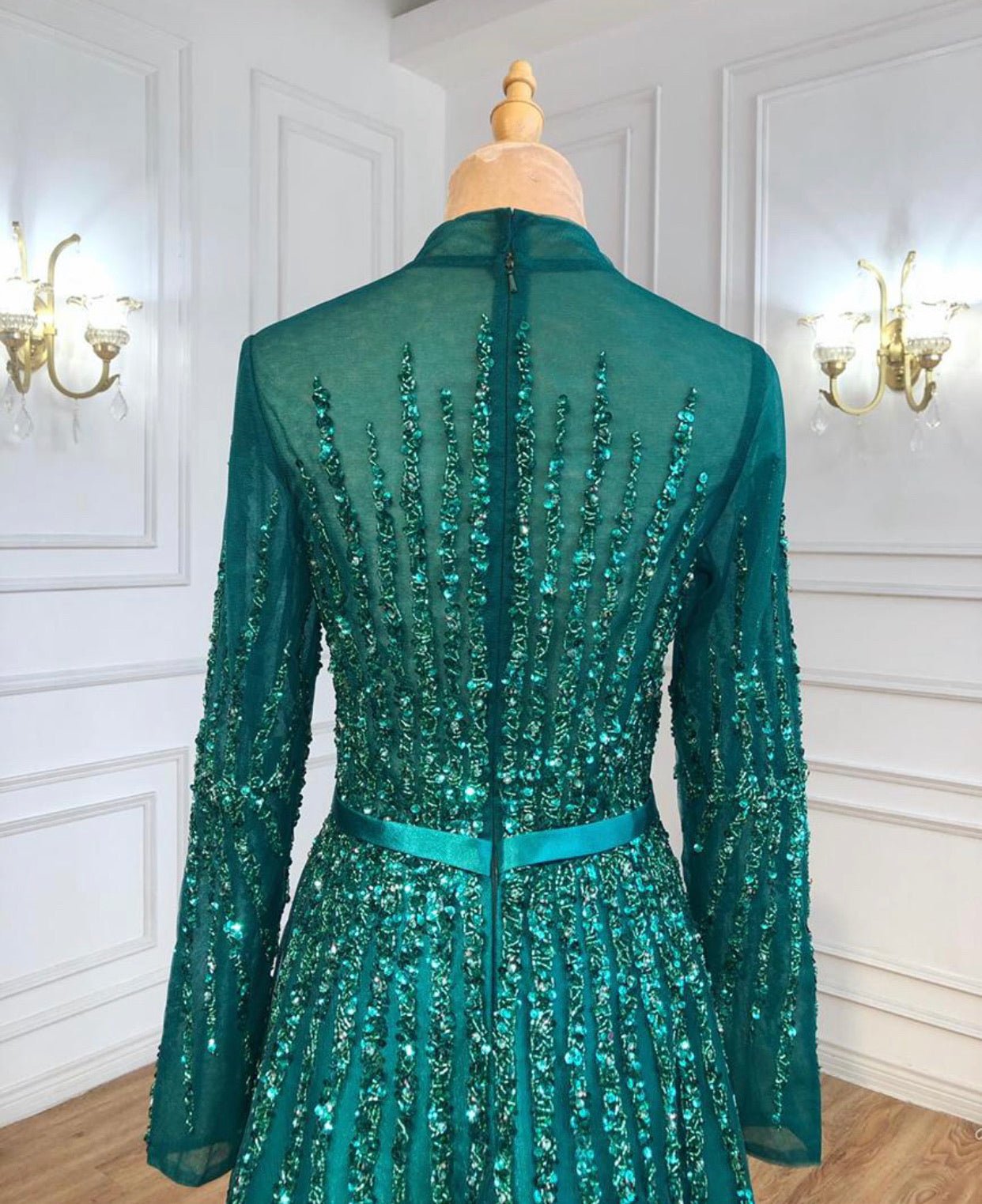 French Long sleeve Mermaid Beading Evening Dress - Mscooco.co.uk
