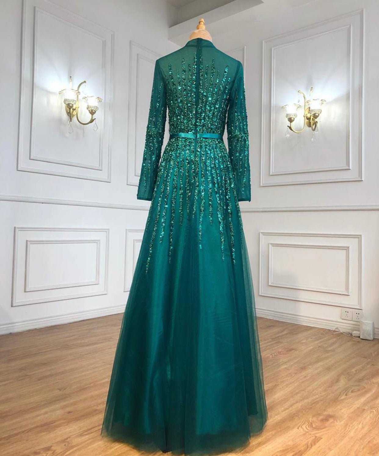 French Long sleeve Mermaid Beading Evening Dress - Mscooco.co.uk