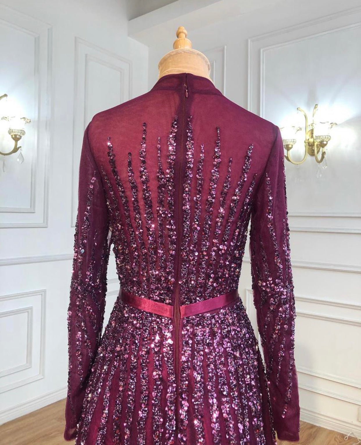 French Long sleeve Mermaid Beading Evening Dress - Mscooco.co.uk