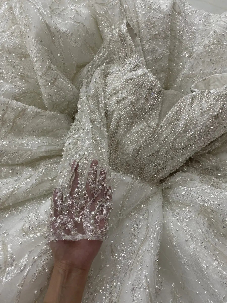 Full Beading With Long Sleeves Bridal Dress - Mscooco.co.uk