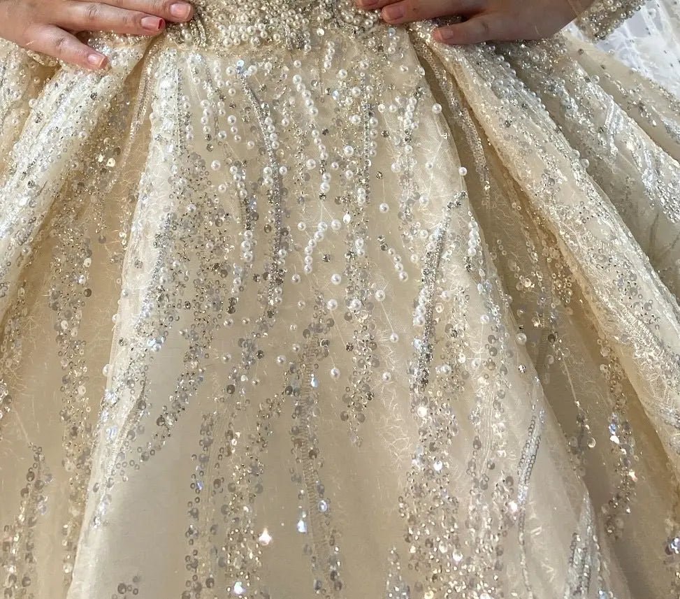 Full Beading With Long Sleeves Bridal Dress - Mscooco.co.uk