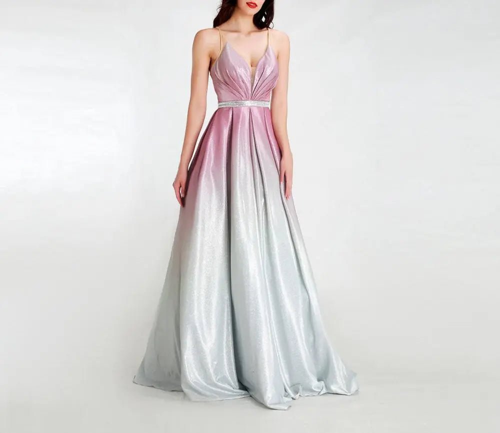 Gala V-Neck Simple Evening Party Gown - Mscooco.co.uk