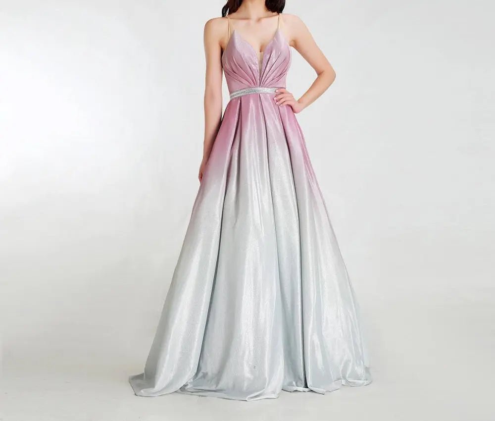 Gala V-Neck Simple Evening Party Gown - Mscooco.co.uk