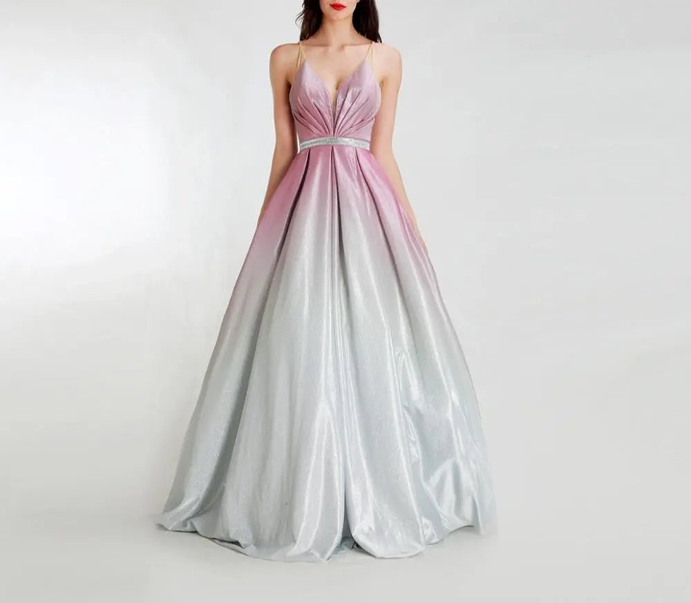 Gala V-Neck Simple Evening Party Gown - Mscooco.co.uk