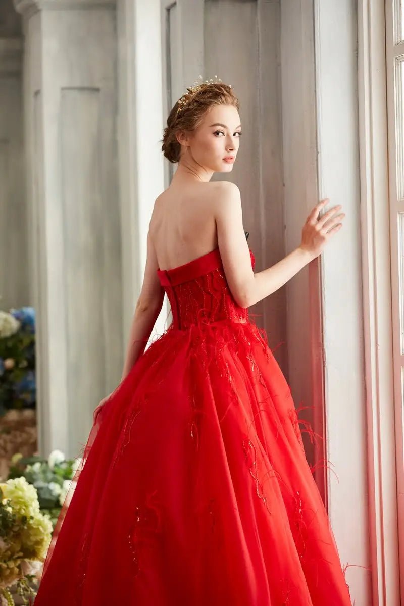 Geena Sweetheart Backless Detachable Train Gown - Mscooco.co.uk